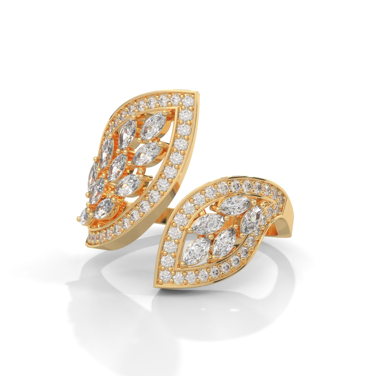 Twin Leaf Cluster Ring