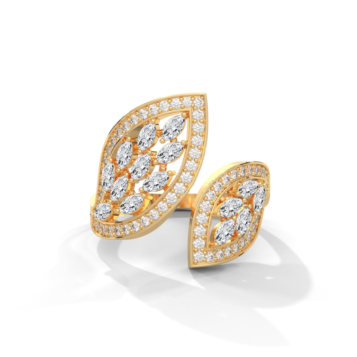 Twin Leaf Cluster Ring