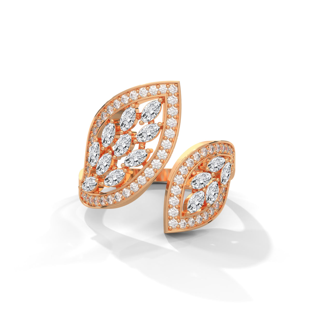 Twin Leaf Cluster Ring