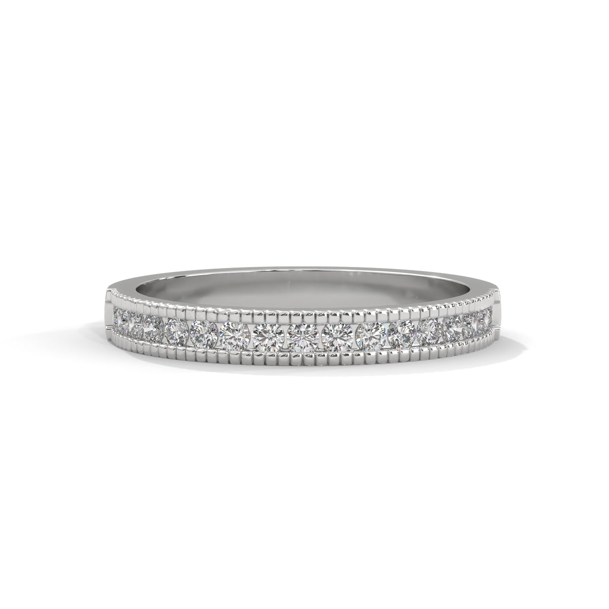 Milgrain Crescent Diamond Band Ring
