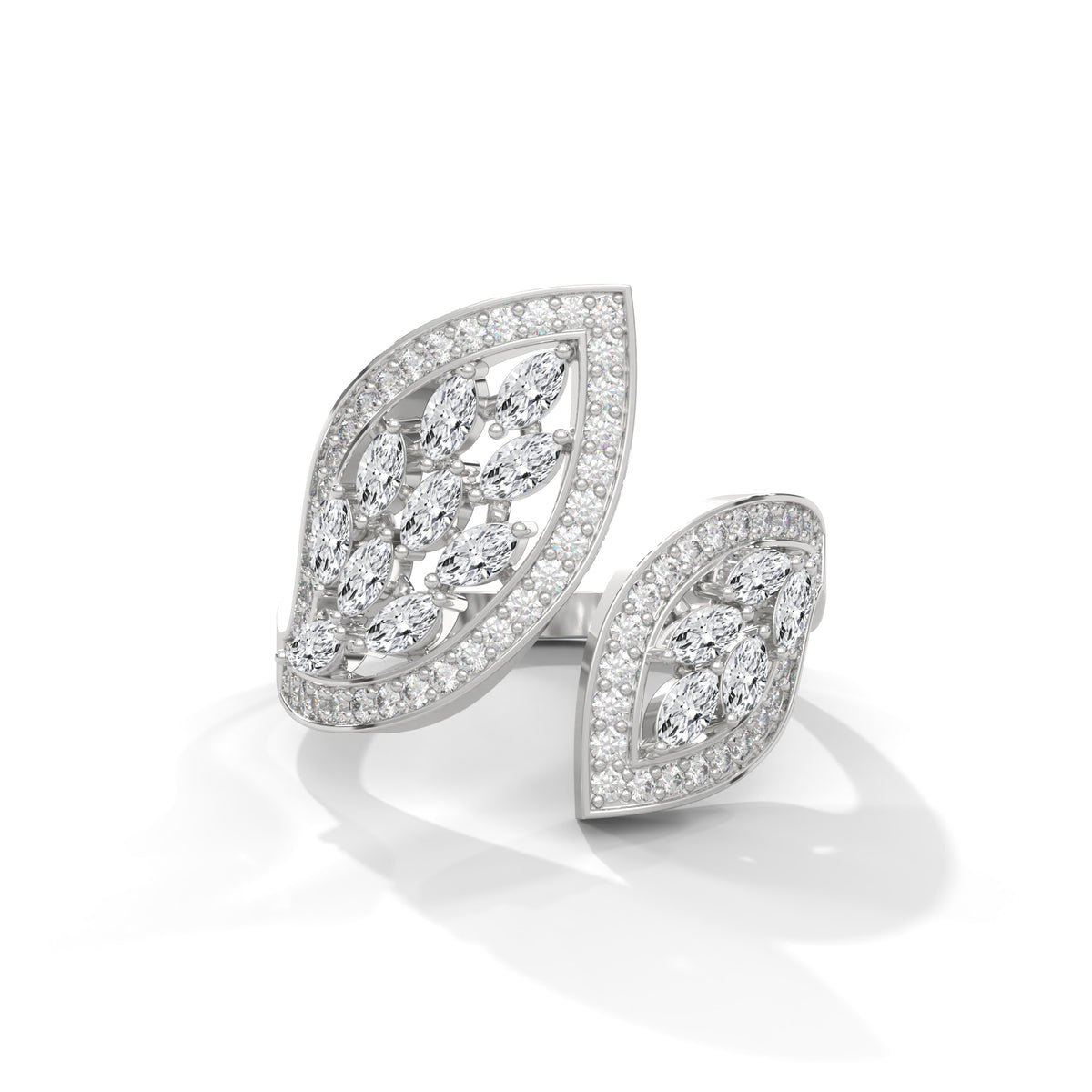 Twin Leaf Cluster Ring
