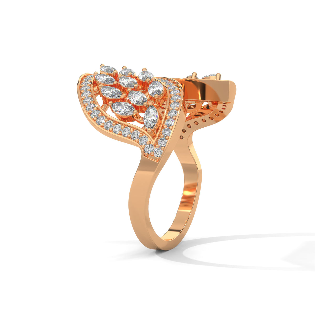Twin Leaf Cluster Ring
