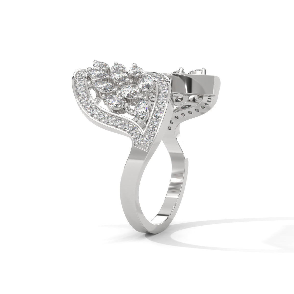 Twin Leaf Cluster Ring