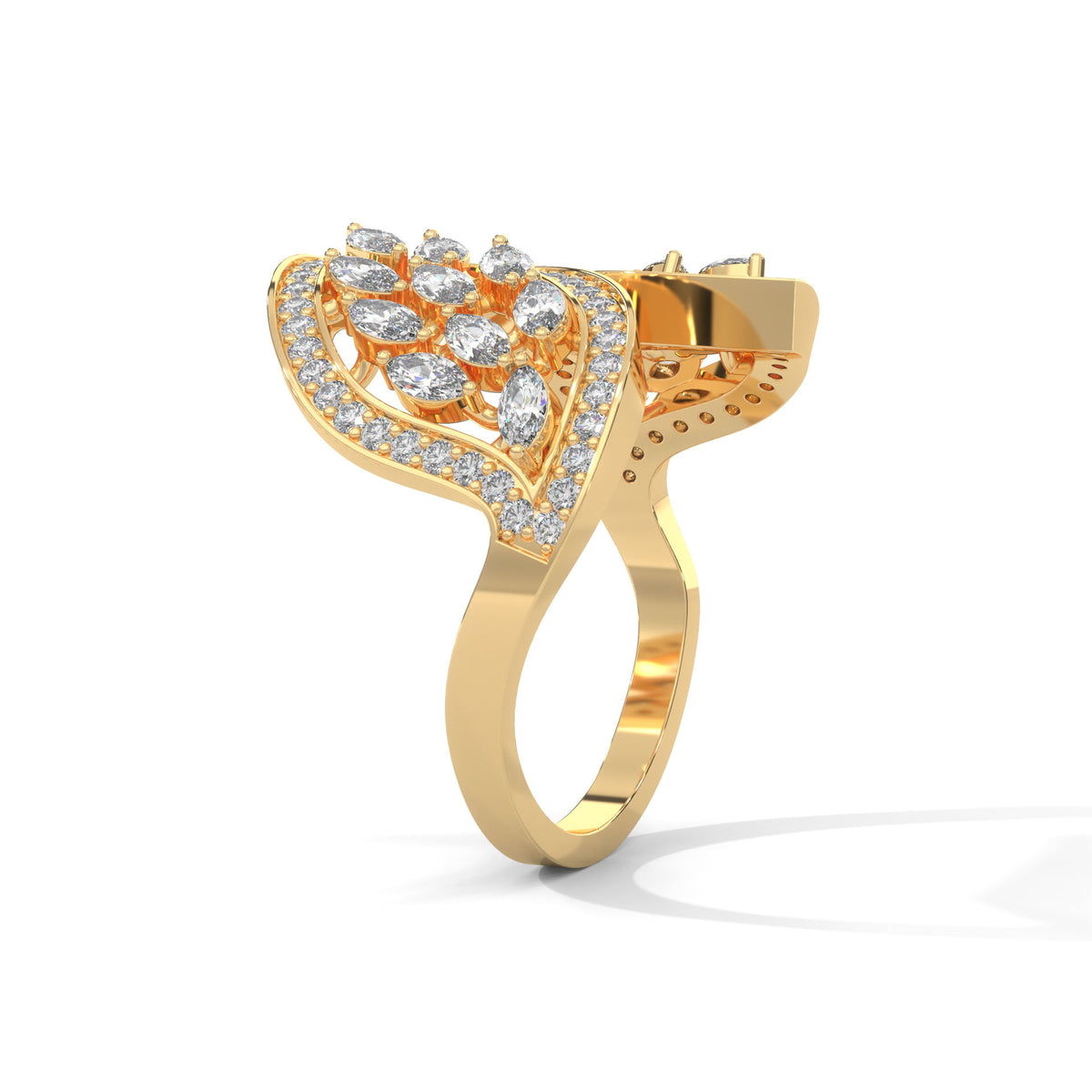 Twin Leaf Cluster Ring