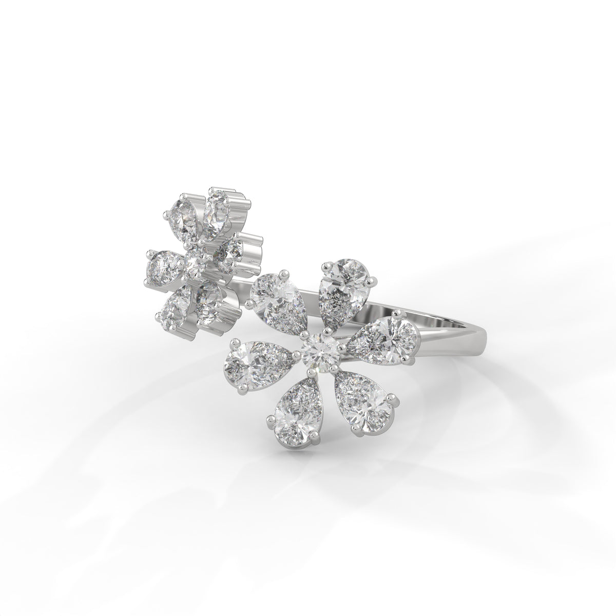 Blooming Snowflake Cluster Ring