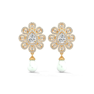 Blooming Petal Halo Dangler Earrings — IGI Certified Diamond Jewellery | My Carat India