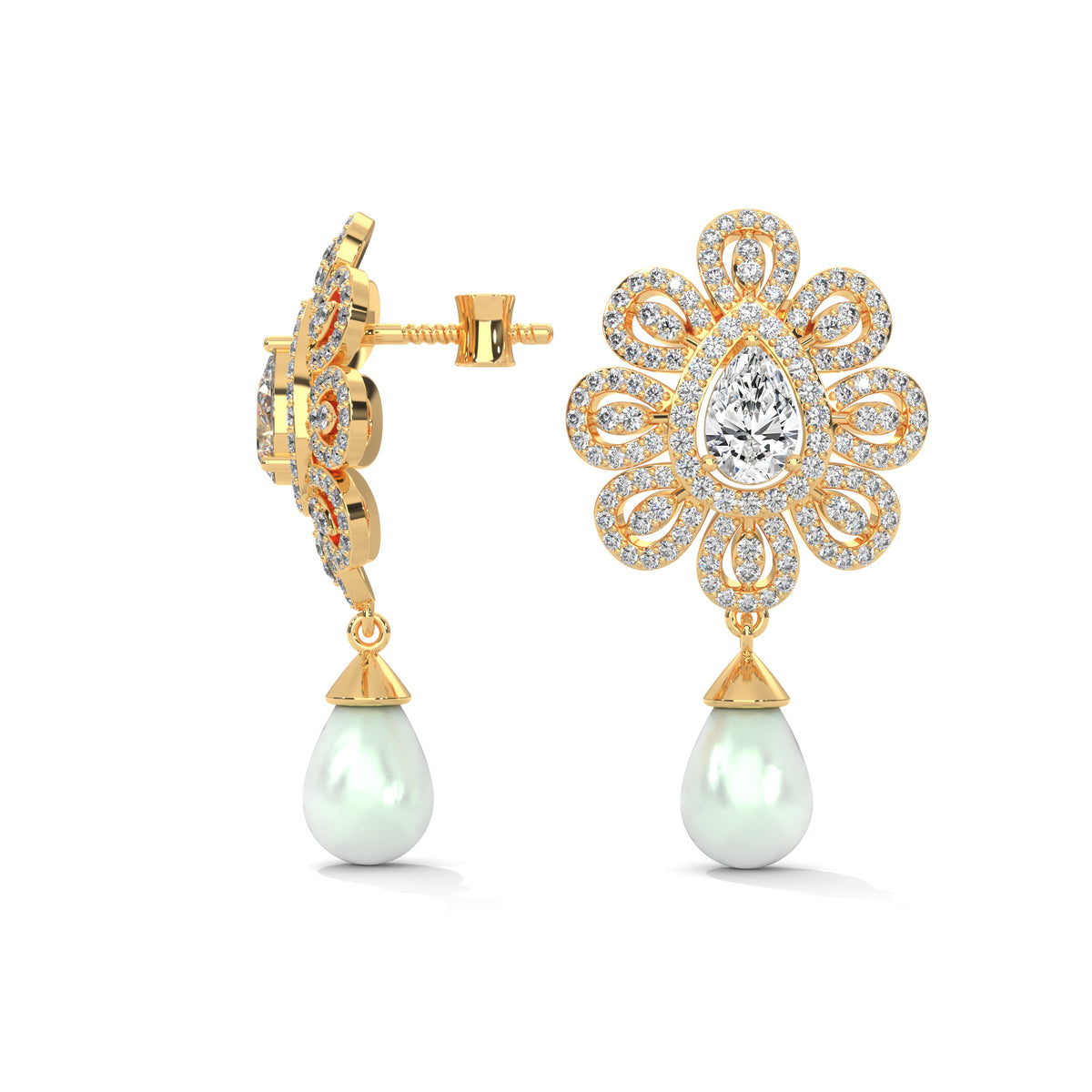 Blooming Petal Halo Dangler Earrings