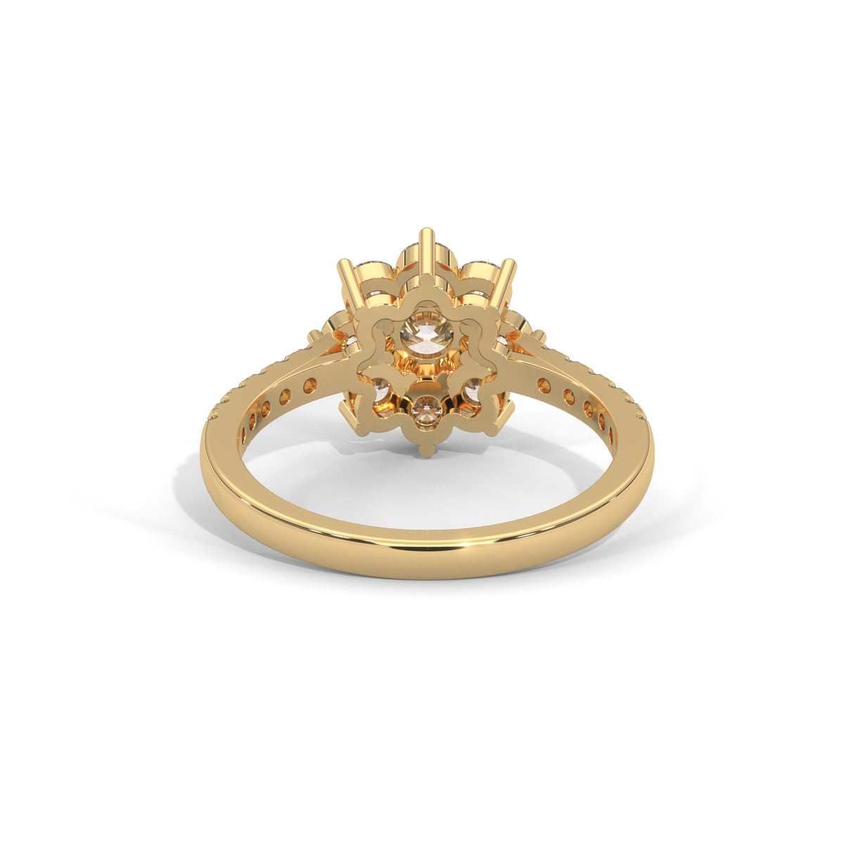 Snowflake Cluster Solitaire Ring