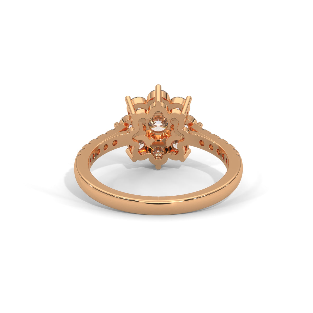 Snowflake Cluster Solitaire Ring
