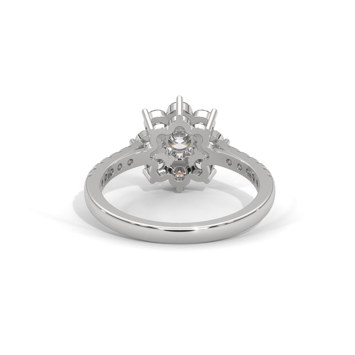 Snowflake Cluster Solitaire Ring