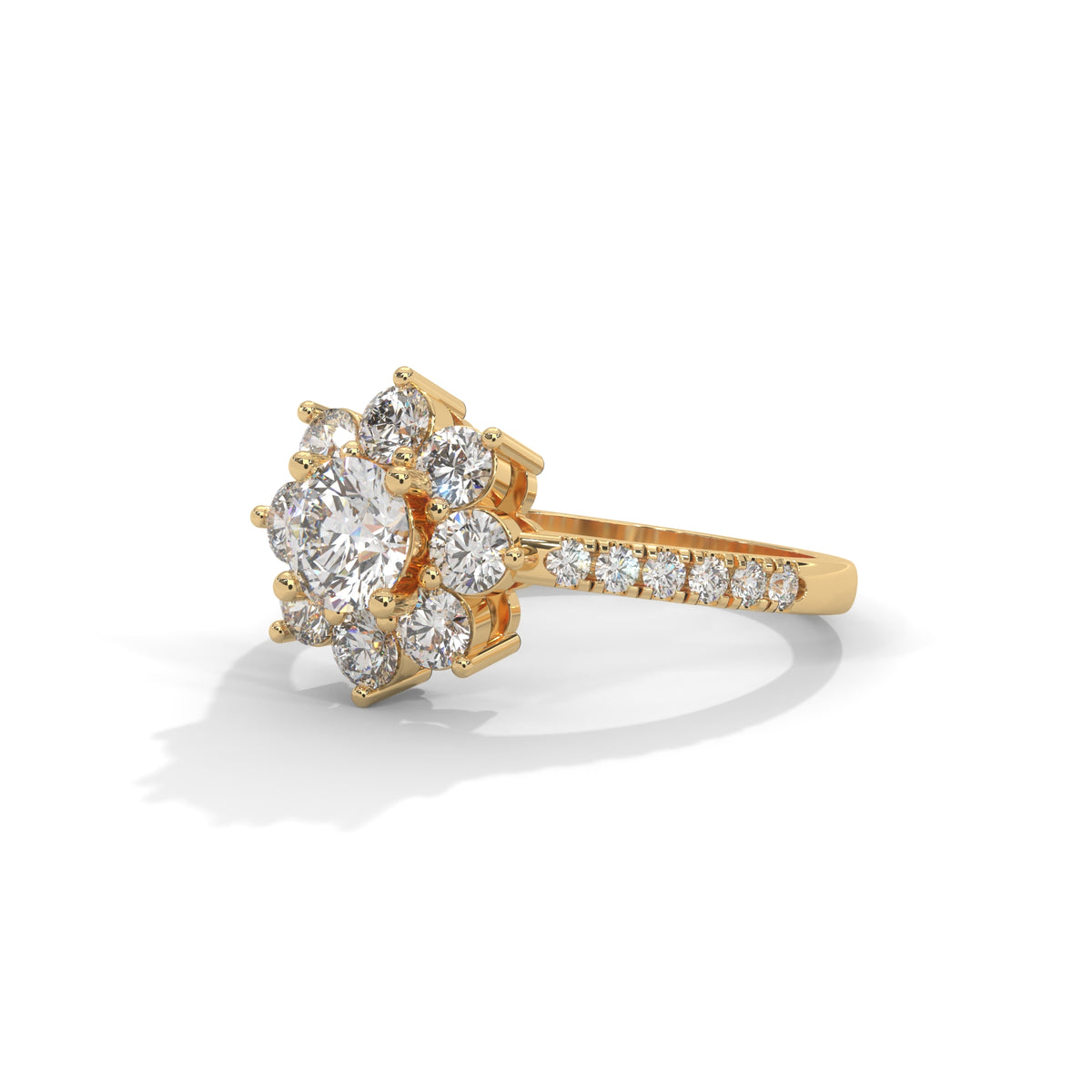 Snowflake Cluster Solitaire Ring