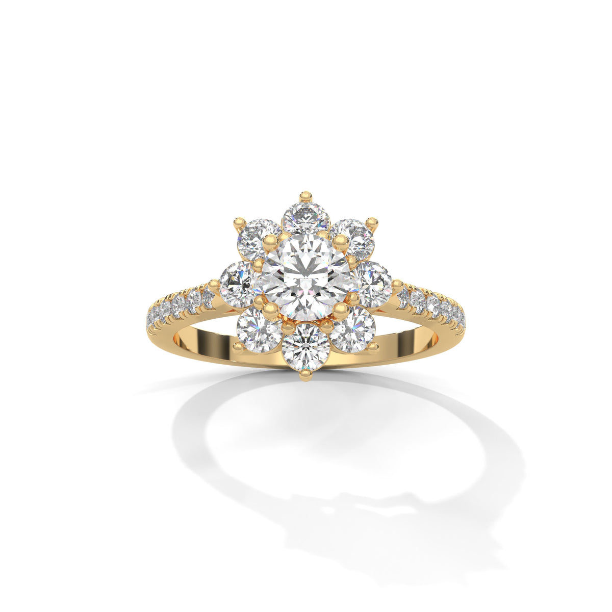 Snowflake Cluster Solitaire Ring