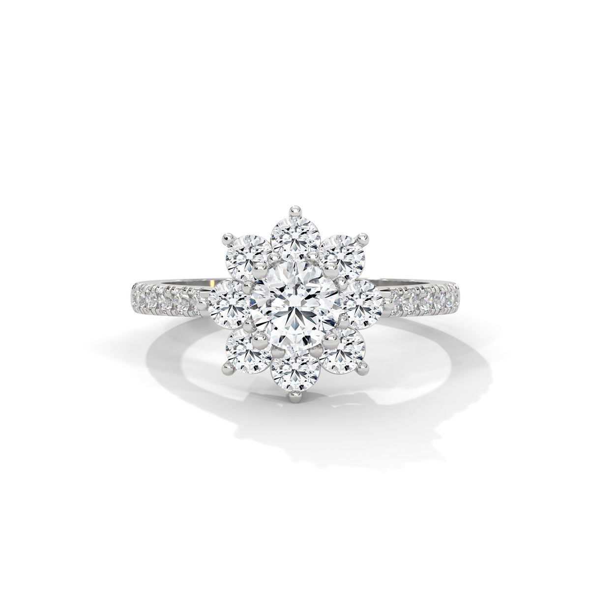 Snowflake Cluster Solitaire Ring