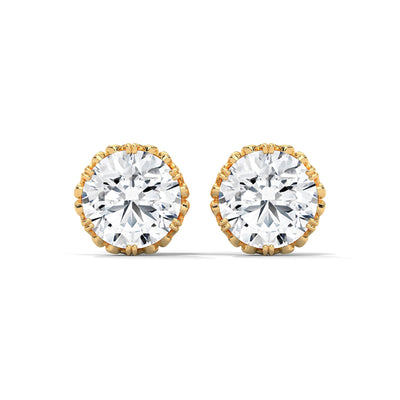 Crown Filigree Solitaire Stud Earrings — IGI Certified Diamond Jewellery | My Carat India