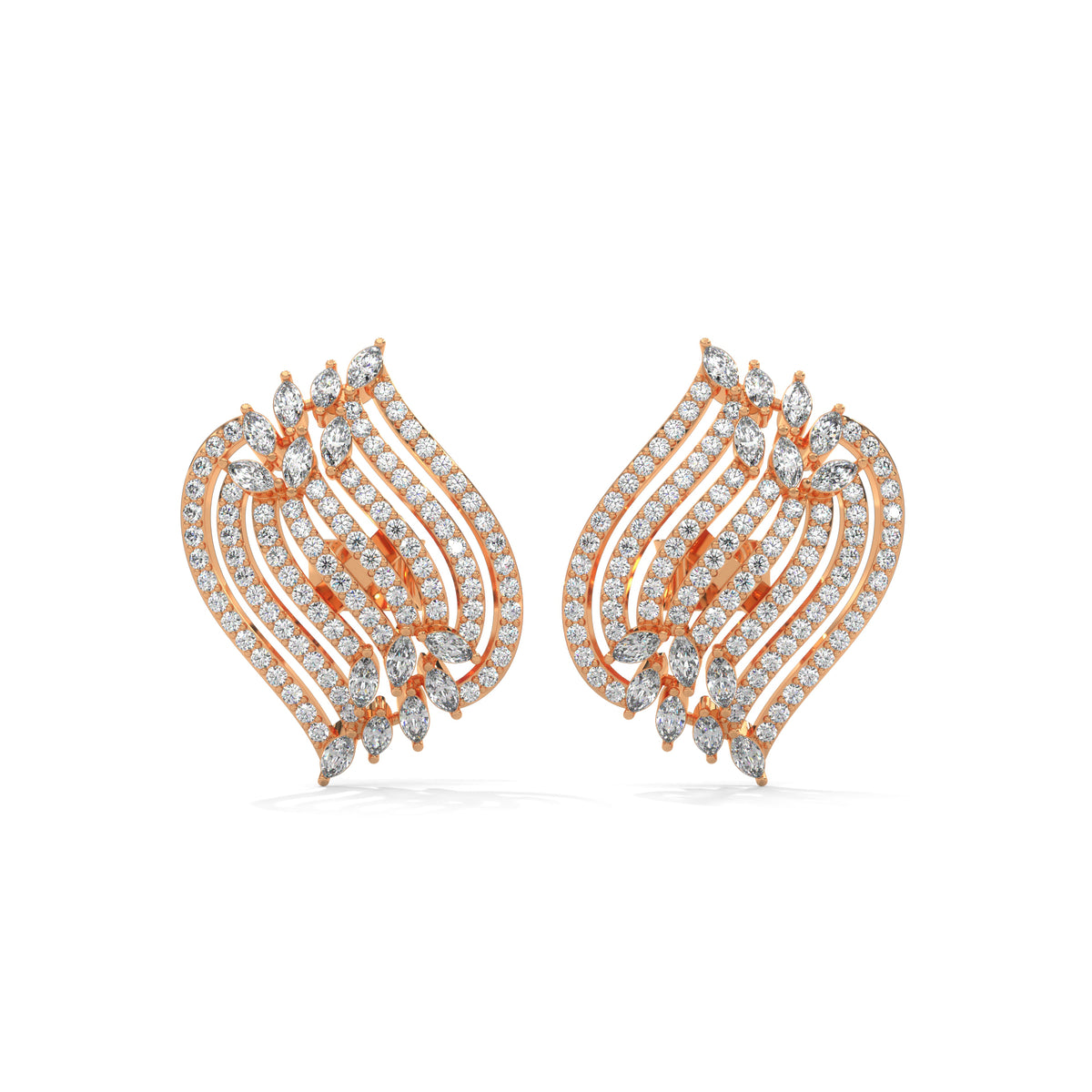 Cascading Feather Cluster Earrings