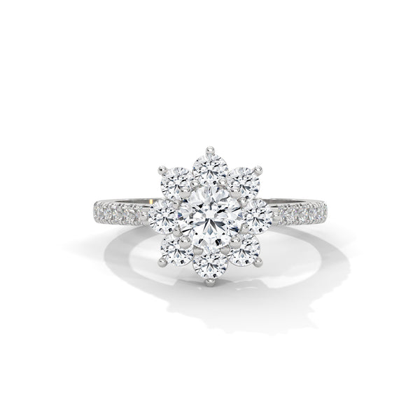 Snowflake Cluster Solitaire Ring
