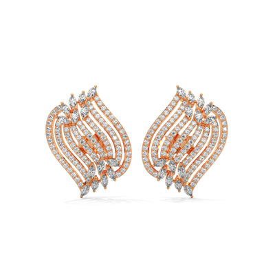 Cascading Feather Cluster Earrings — IGI Certified Diamond Jewellery | My Carat India