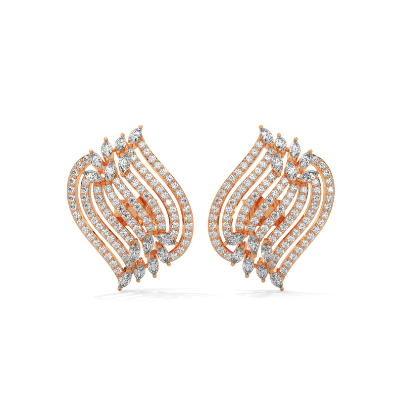 Cascading Feather Cluster Earrings