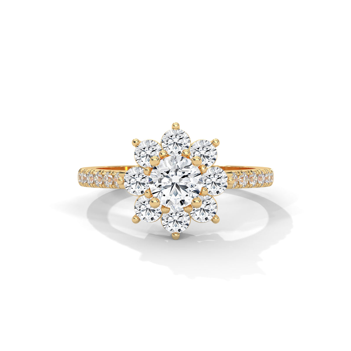 Snowflake Cluster Solitaire Ring