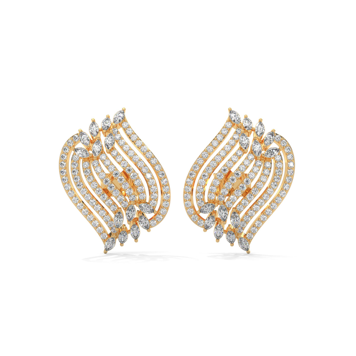 Cascading Feather Cluster Earrings