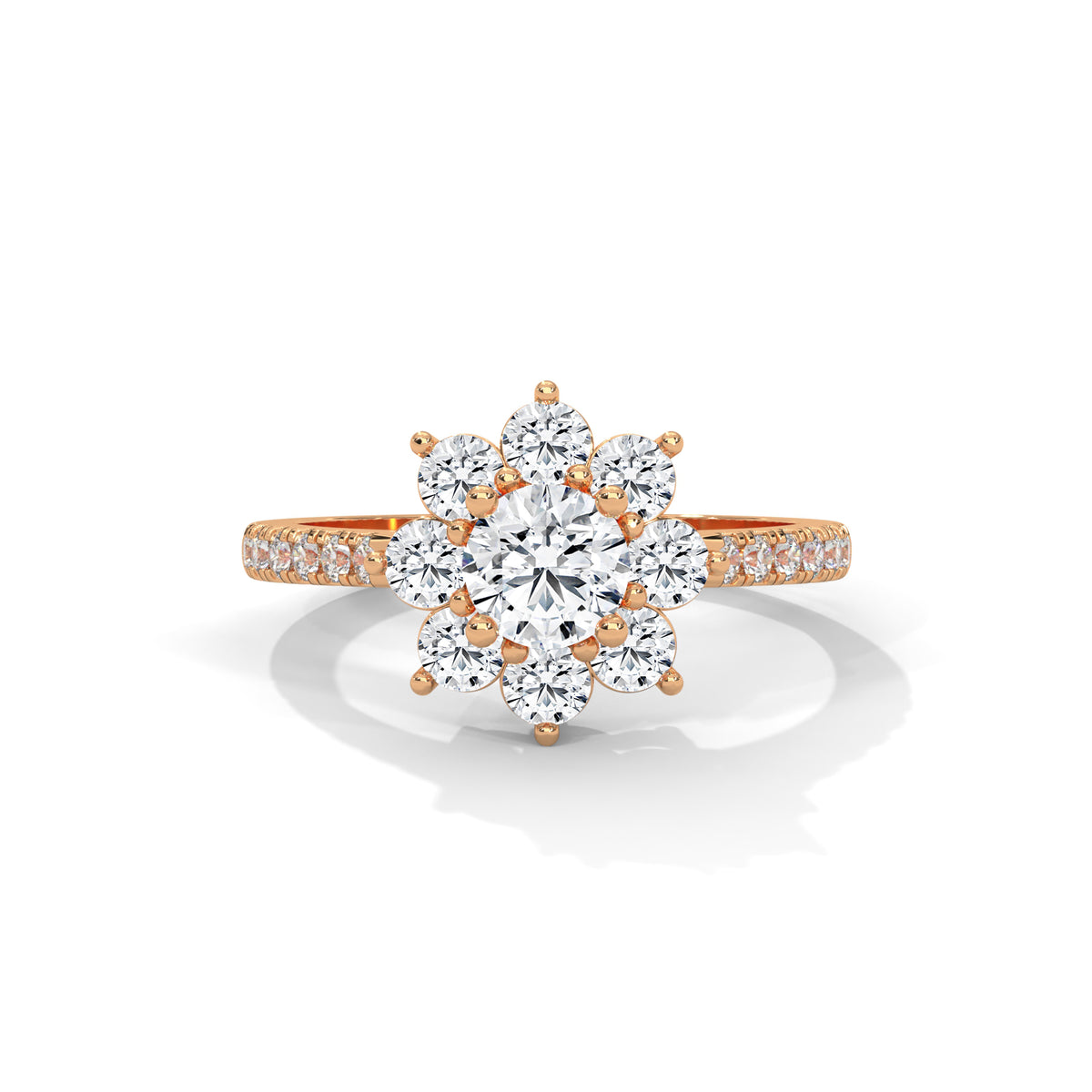 Snowflake Cluster Solitaire Ring