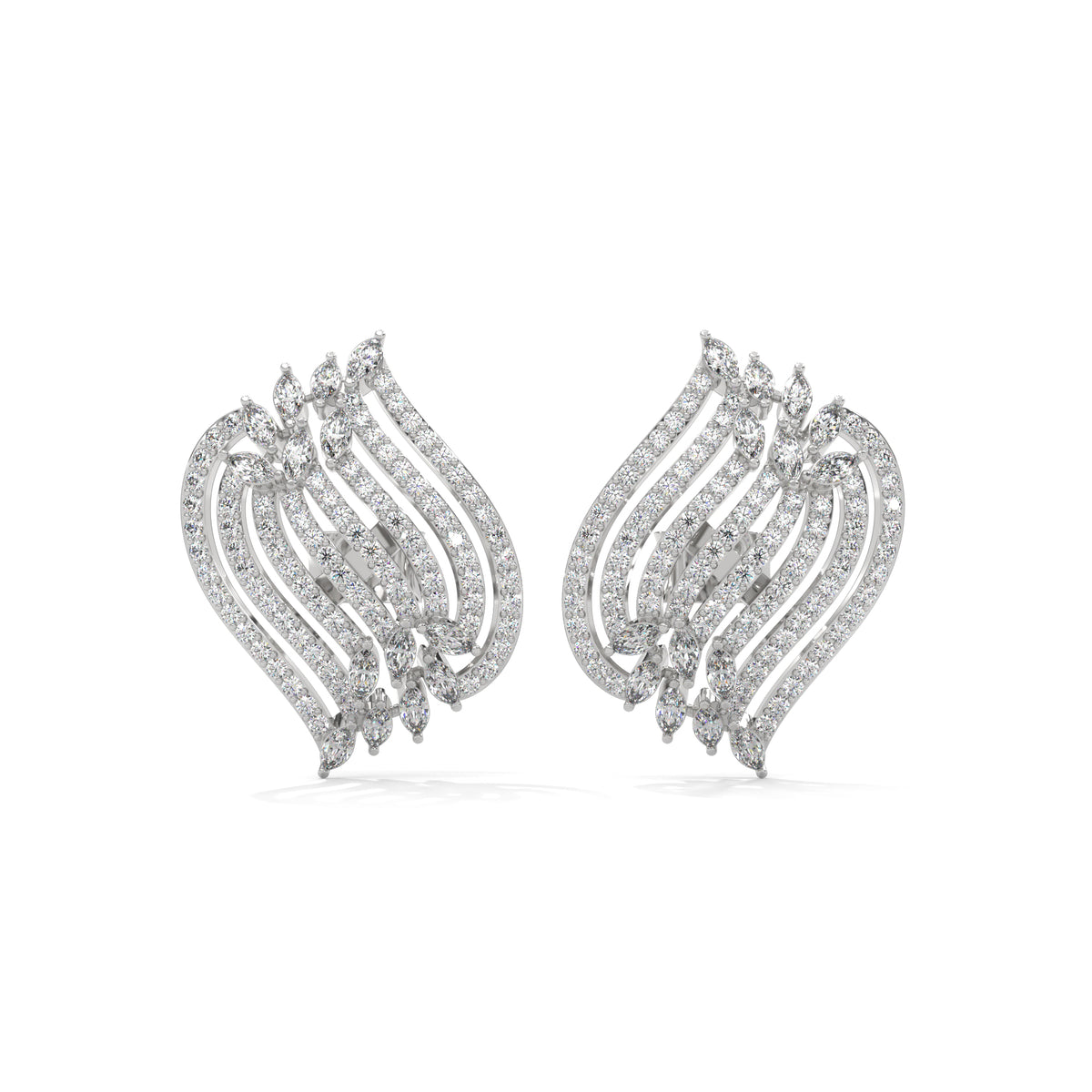 Cascading Feather Cluster Earrings