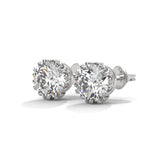 Crown Filigree Solitaire Stud Earrings