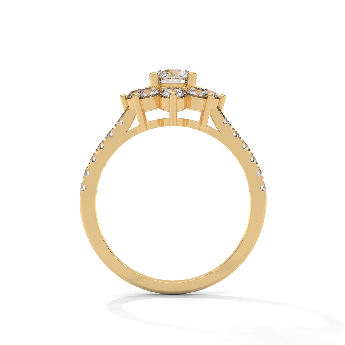 Snowflake Cluster Solitaire Ring