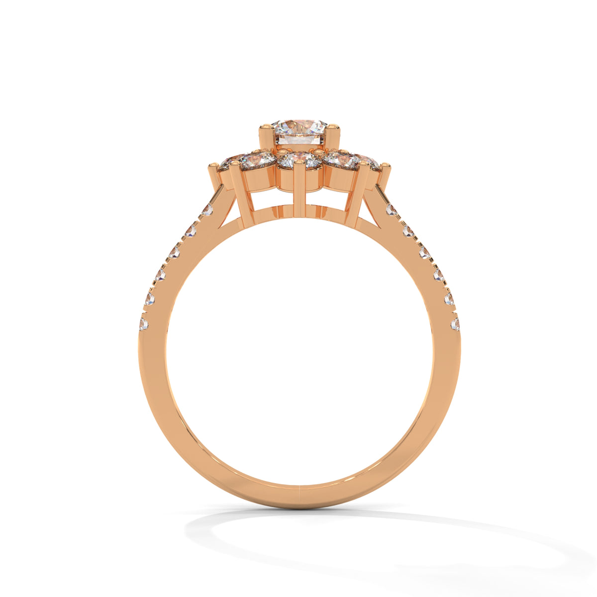 Snowflake Cluster Solitaire Ring