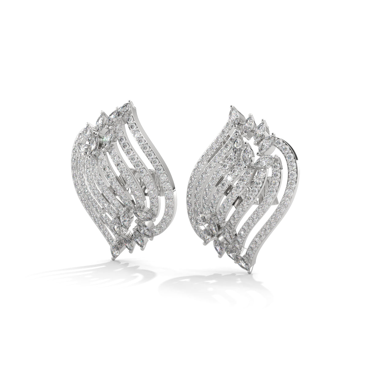 Cascading Feather Cluster Earrings