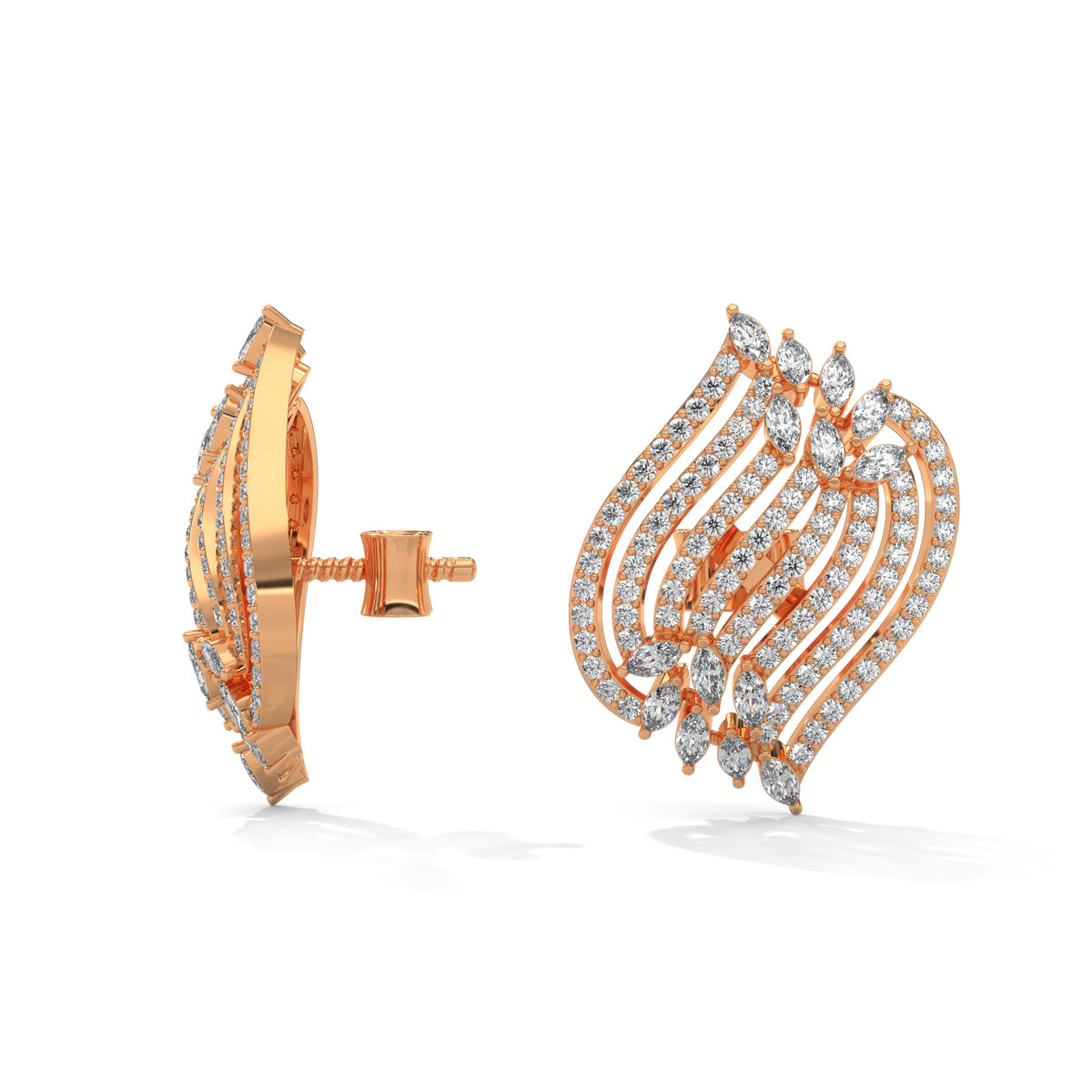 Cascading Feather Cluster Earrings