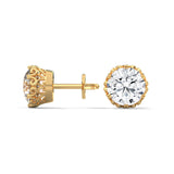 Crown Filigree Solitaire Stud Earrings