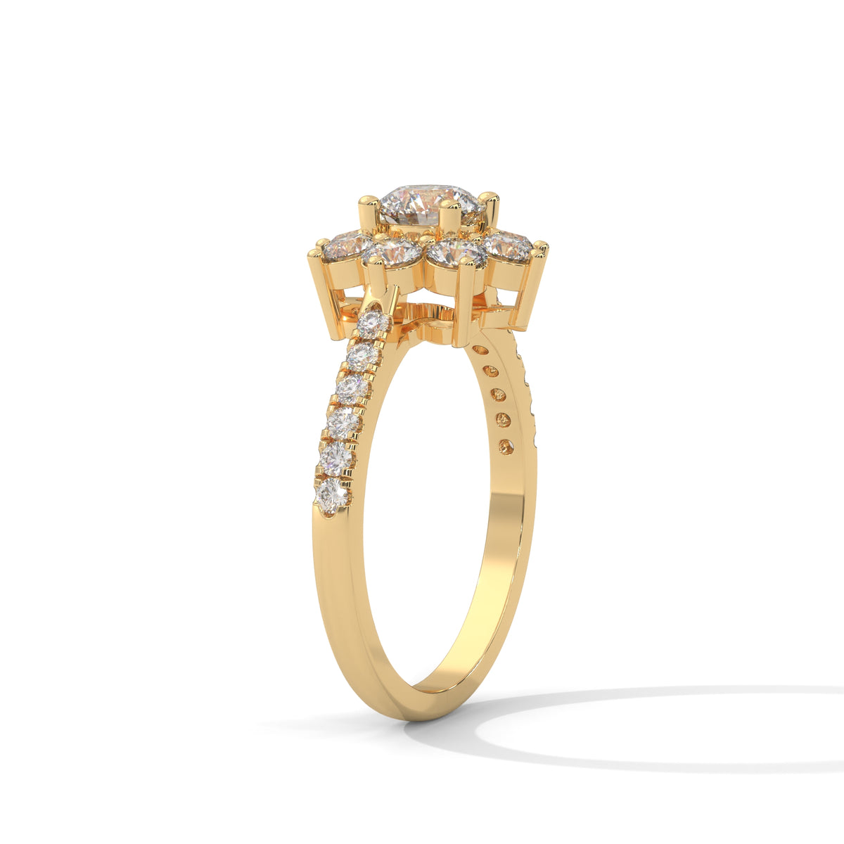 Snowflake Cluster Solitaire Ring