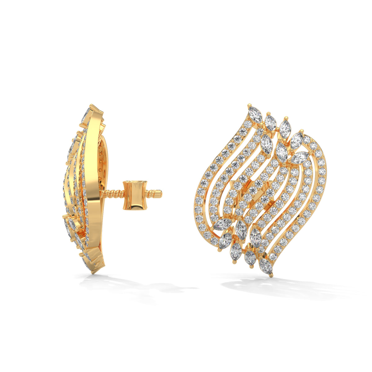 Cascading Feather Cluster Earrings