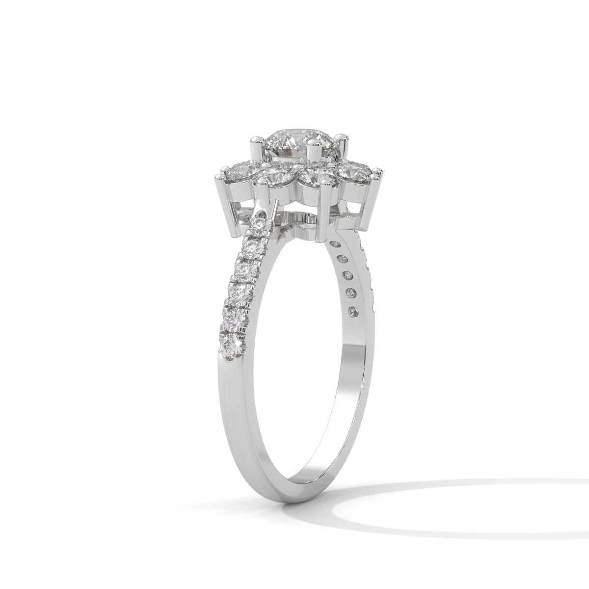 Snowflake Cluster Solitaire Ring
