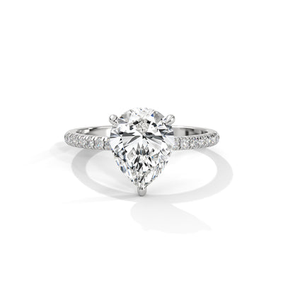 Teardrop Pavé Solitaire Ring — IGI Certified Diamond Jewellery | My Carat India