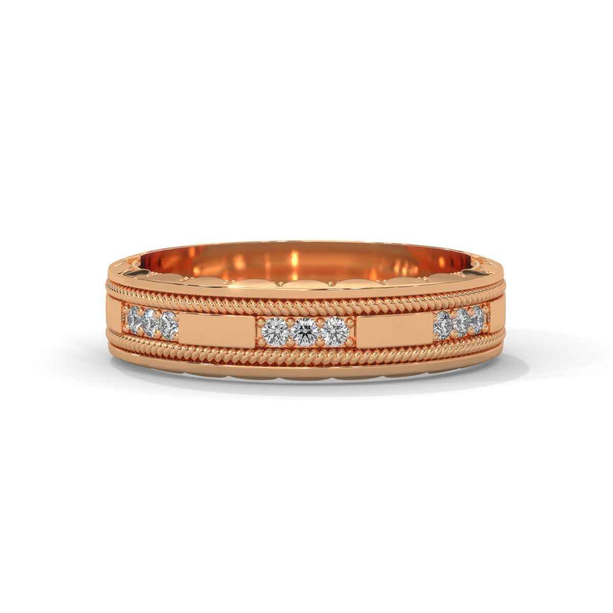 Rope Milgrain Diamond Band Ring