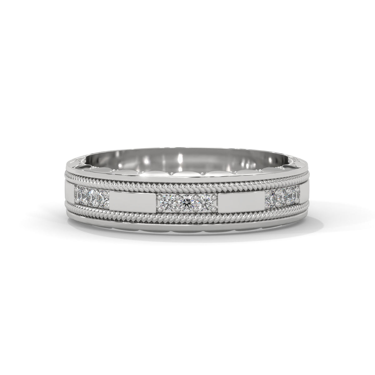 Rope Milgrain Diamond Band Ring