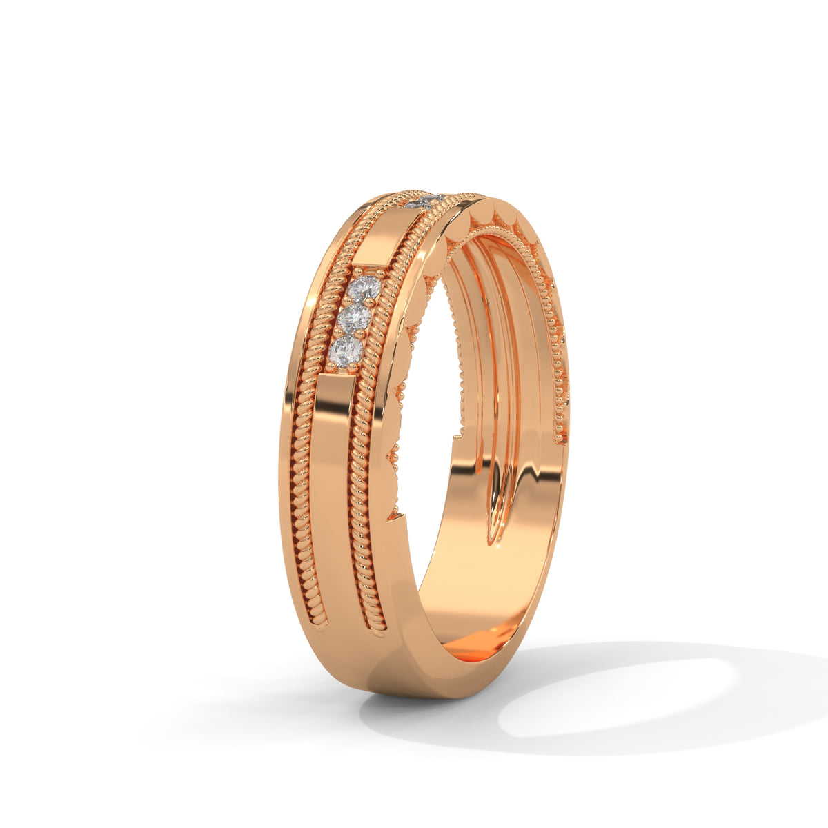 Rope Milgrain Diamond Band Ring