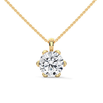 Crown Bloom Solitaire Pendant — IGI Certified Diamond Jewellery | My Carat India