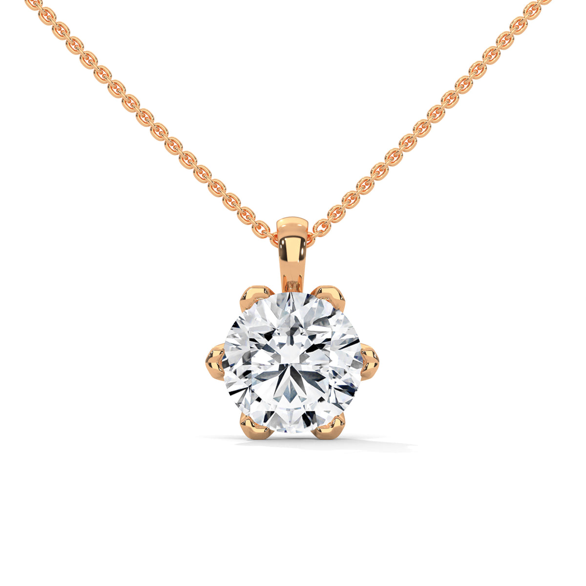 Crown Bloom Solitaire Pendant
