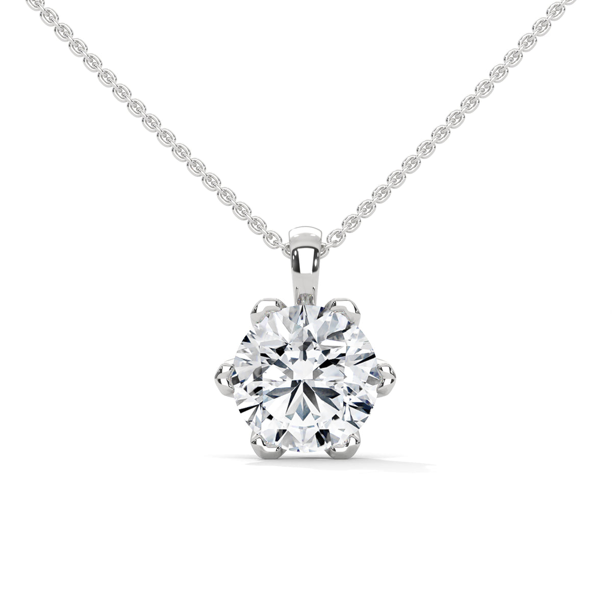 Crown Bloom Solitaire Pendant