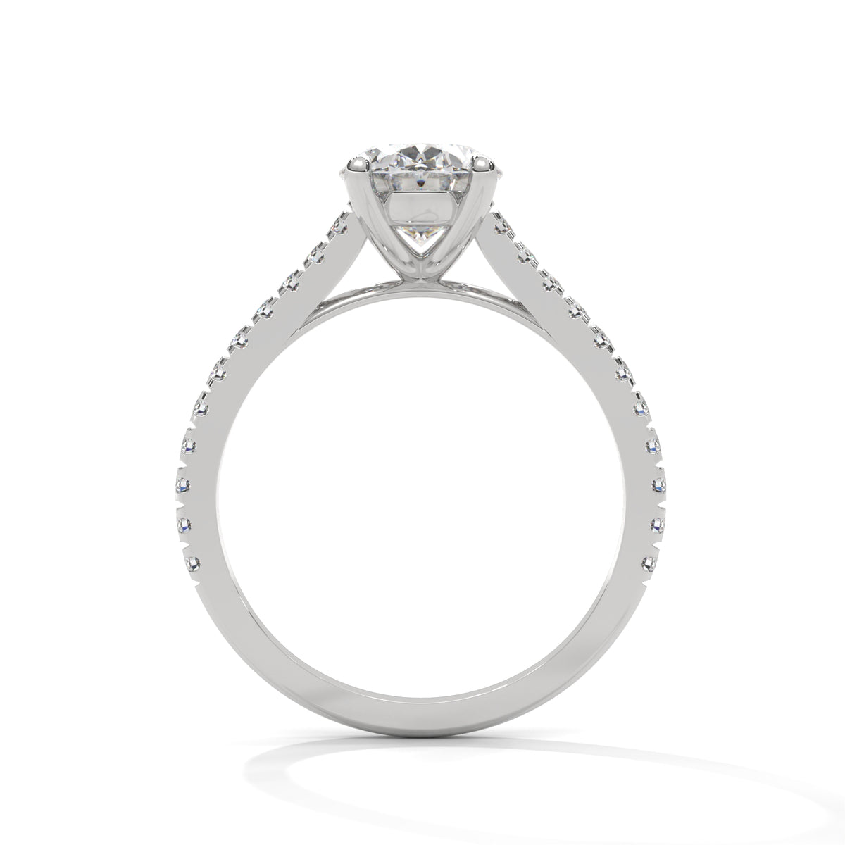 Oval Grace Pavé Solitaire Ring