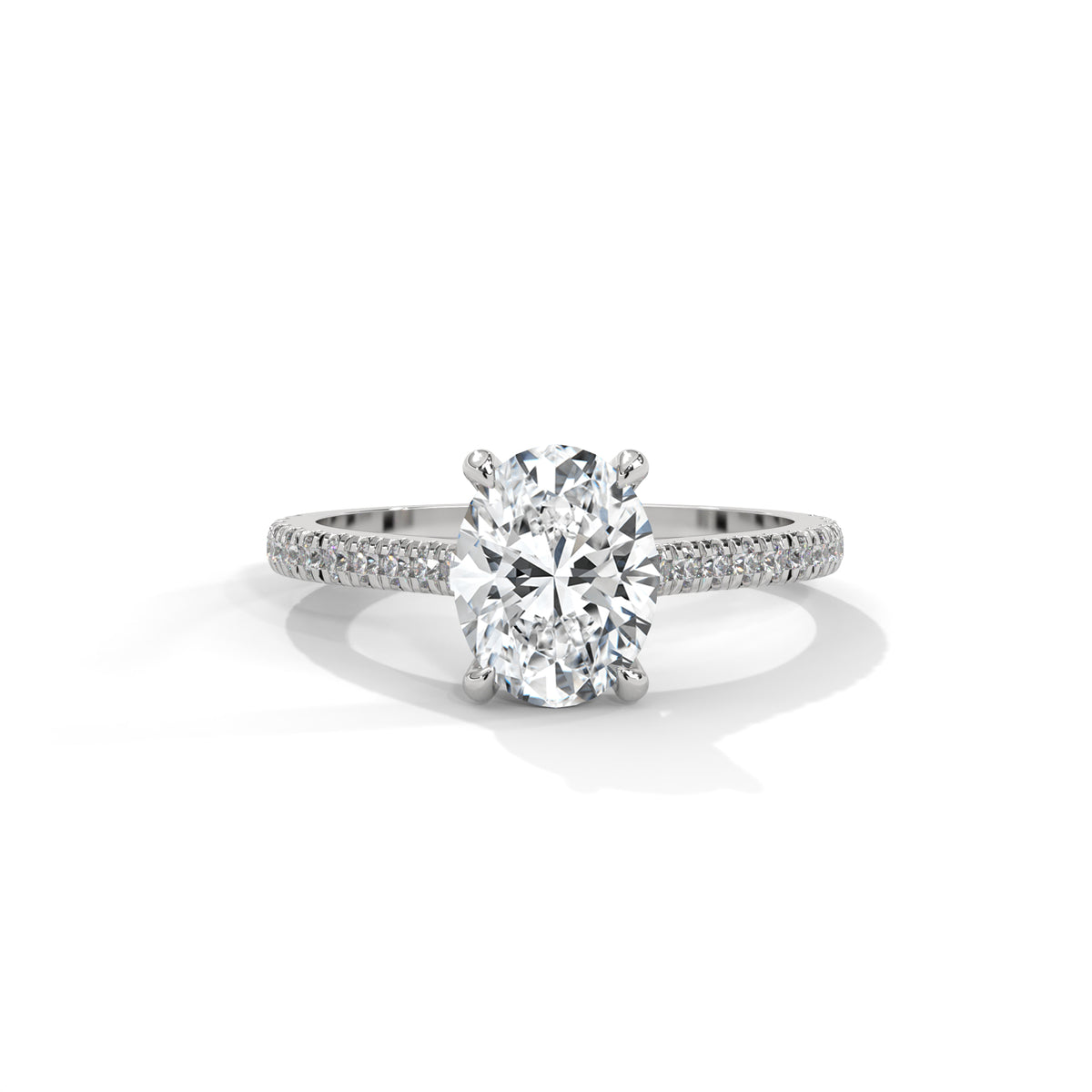 Oval Grace Pavé Solitaire Ring