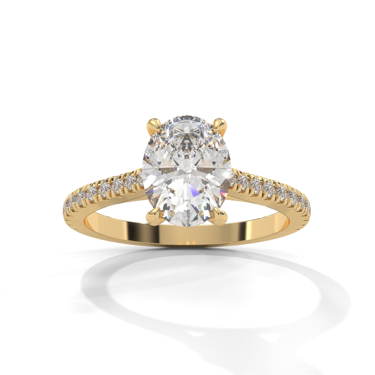 Oval Grace Pavé Solitaire Ring