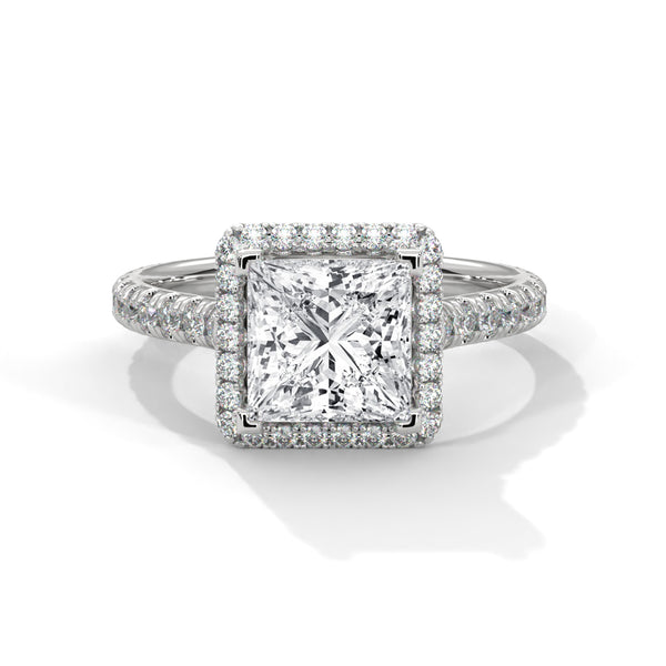 Royal Halo Princess Solitaire Ring