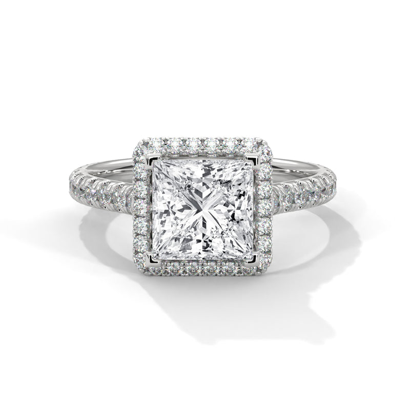 Royal Halo Princess Solitaire Ring