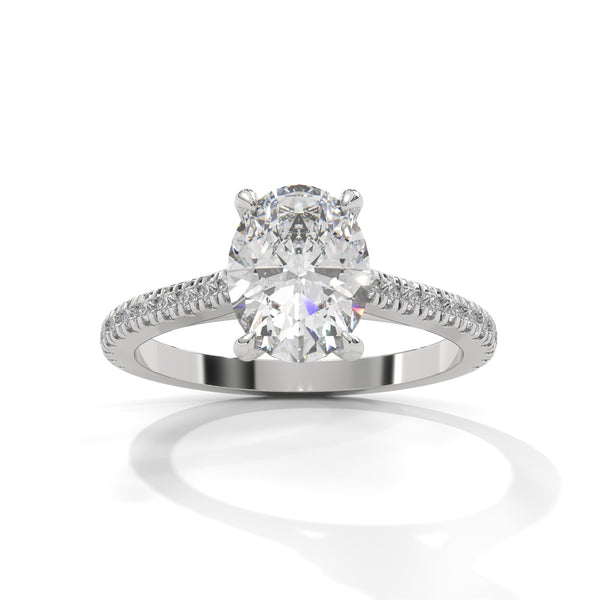 Oval Grace Pavé Solitaire Ring