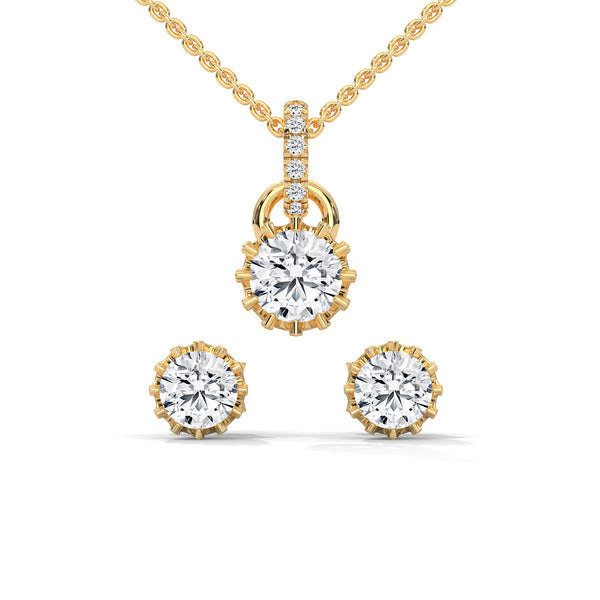 Crown Bloom Solitaire Pendant Set