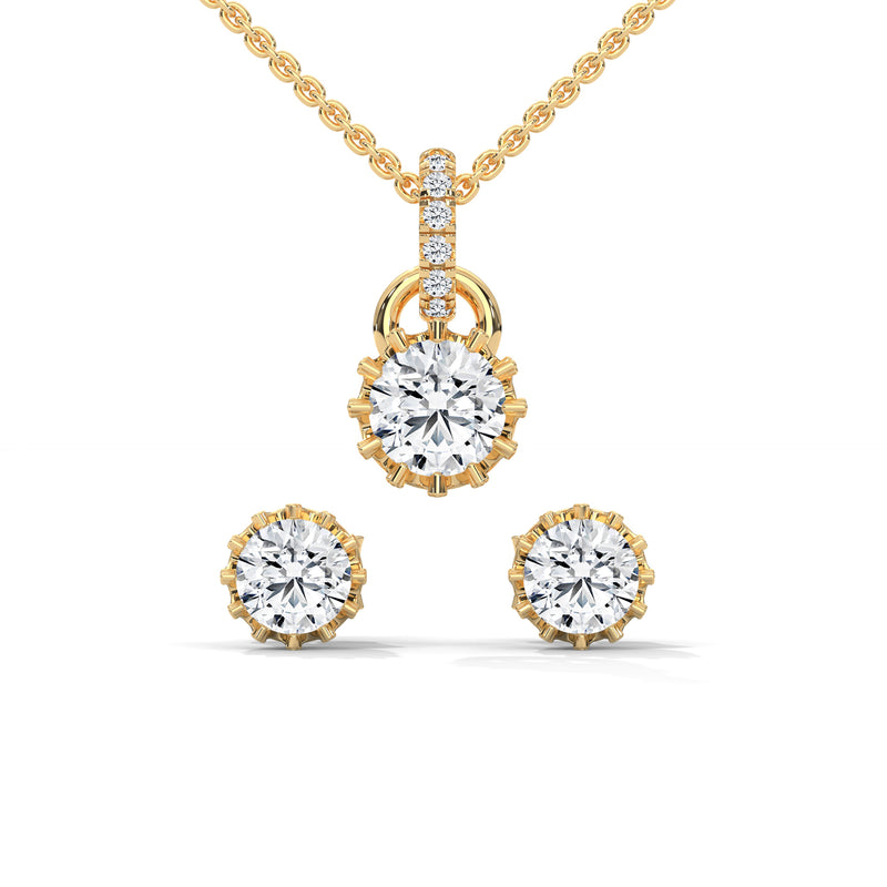 Crown Bloom Solitaire Pendant Set